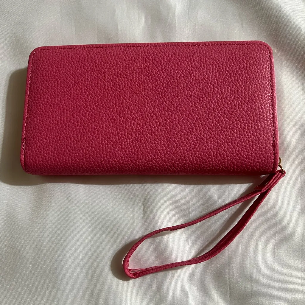 Pink Stitch Wallet with Wrist Strap - Image 3