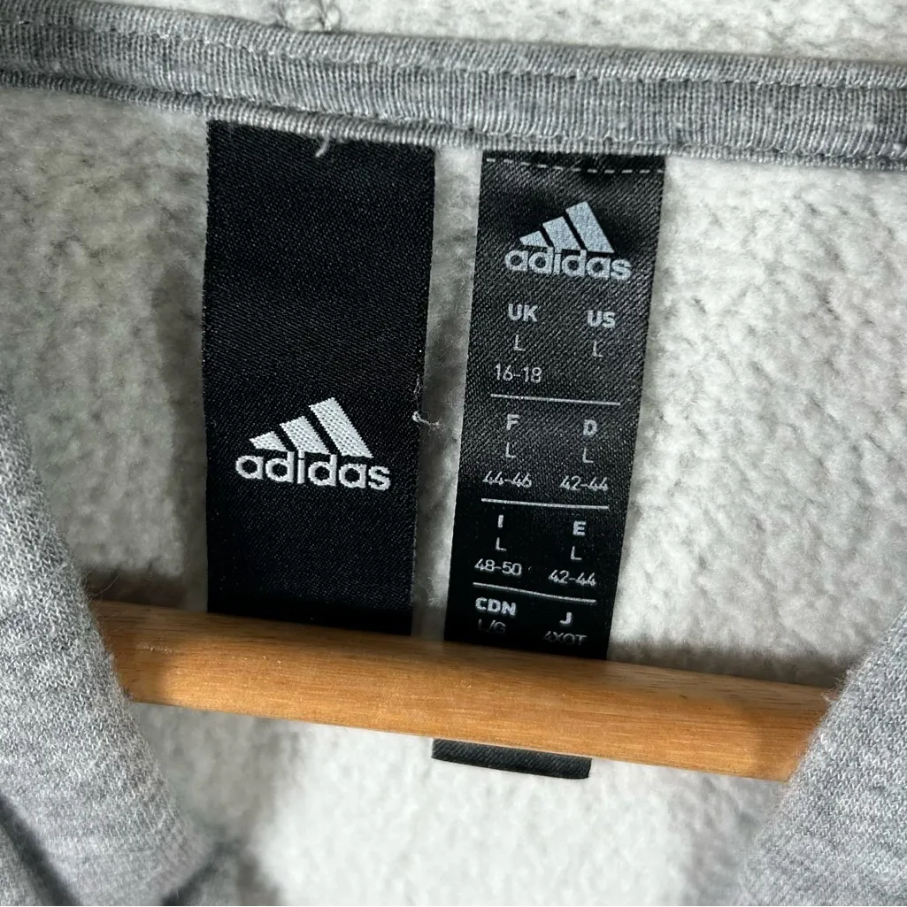 Adidas Cropped Hoodie Oversized Large Athleisure Wide Sleeve Gray Streetcore - Image 5