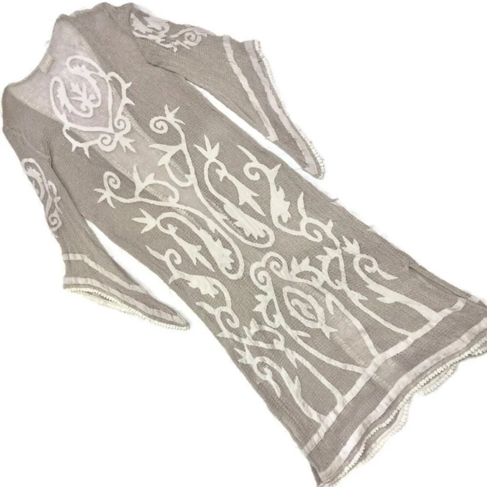 Muche Et Muchette Anthropologie duster robe kimono crochet lace wizard angel slv Tan - Image 4