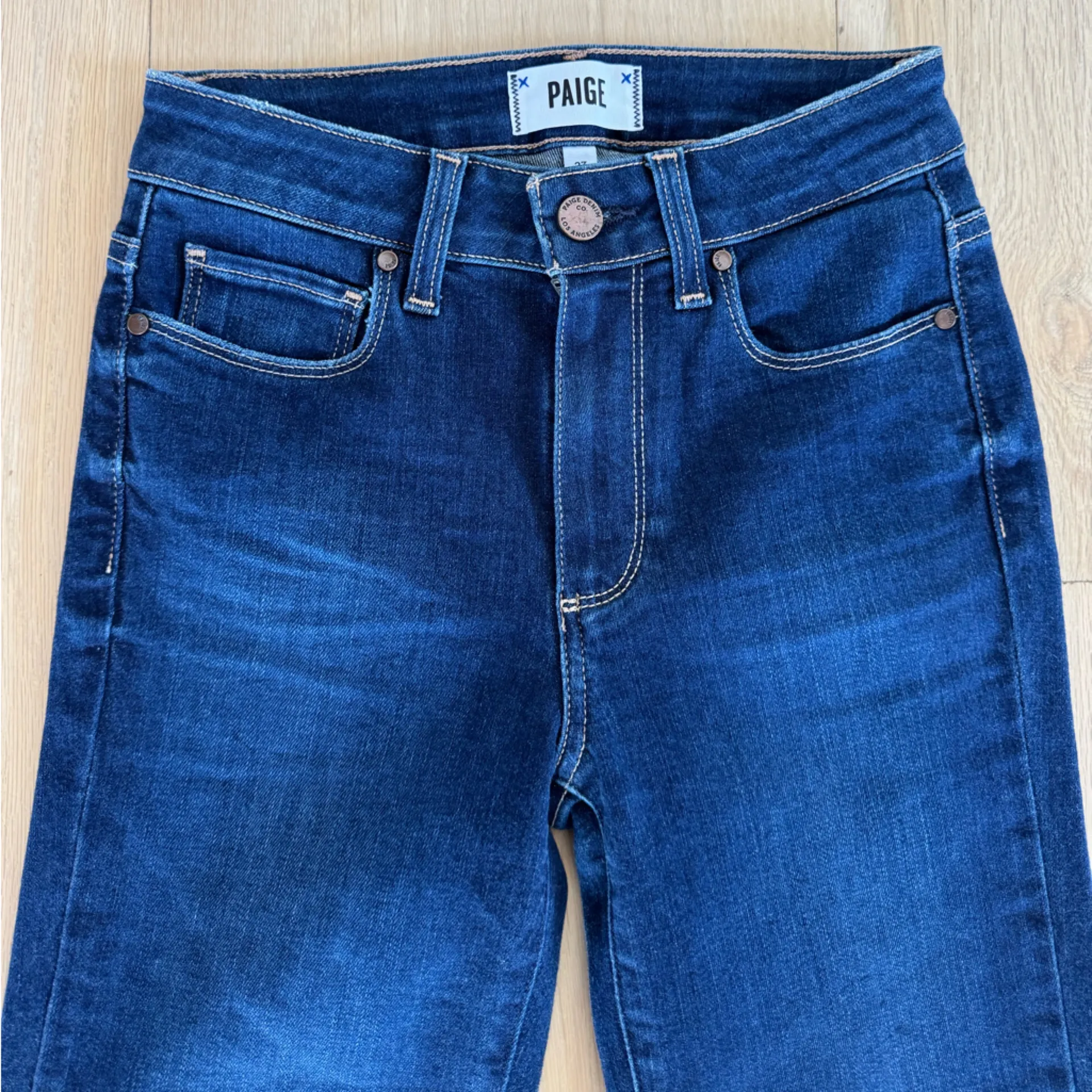 PAIGE High Rise Manhattan Jeans Flare Wide Leg Size 23 NWOT - Image 2