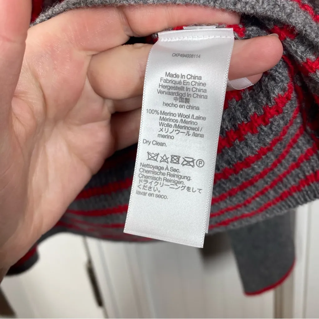 Madewell Merino Wool Waffle-Knit Turtleneck Gray & Red Stripe Size xxs NWT‎ - Image 3