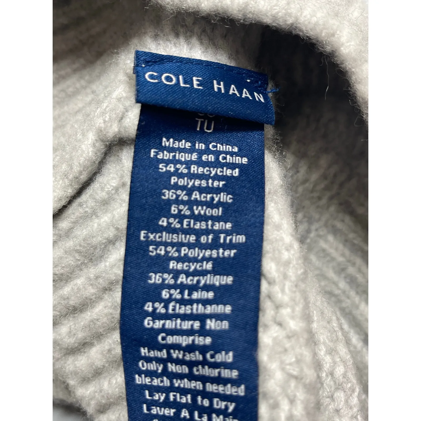 Cole Haan Women's Gray Rib Knit Cuffed Snow Winter Bonnet Beanie Hat One Size - Image 4