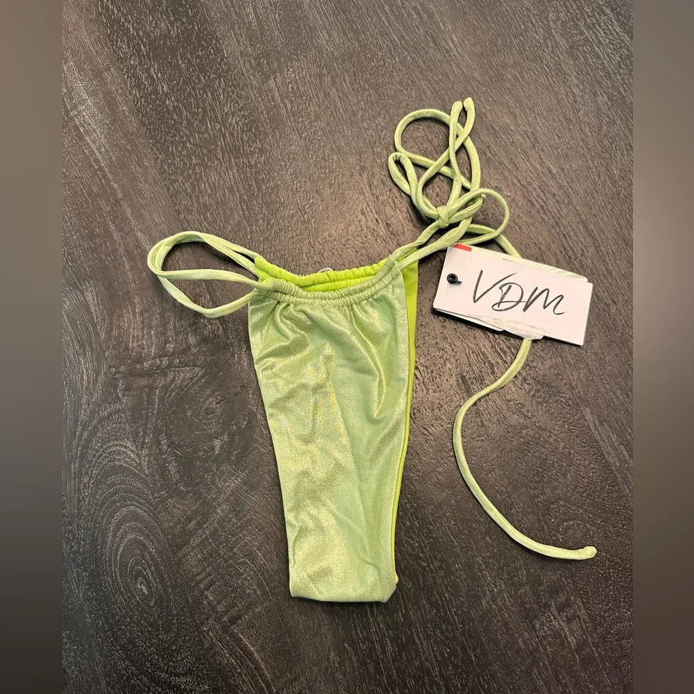 VDM Panama Bikini Bottom in Shimmer Lime Sz M - Image 3