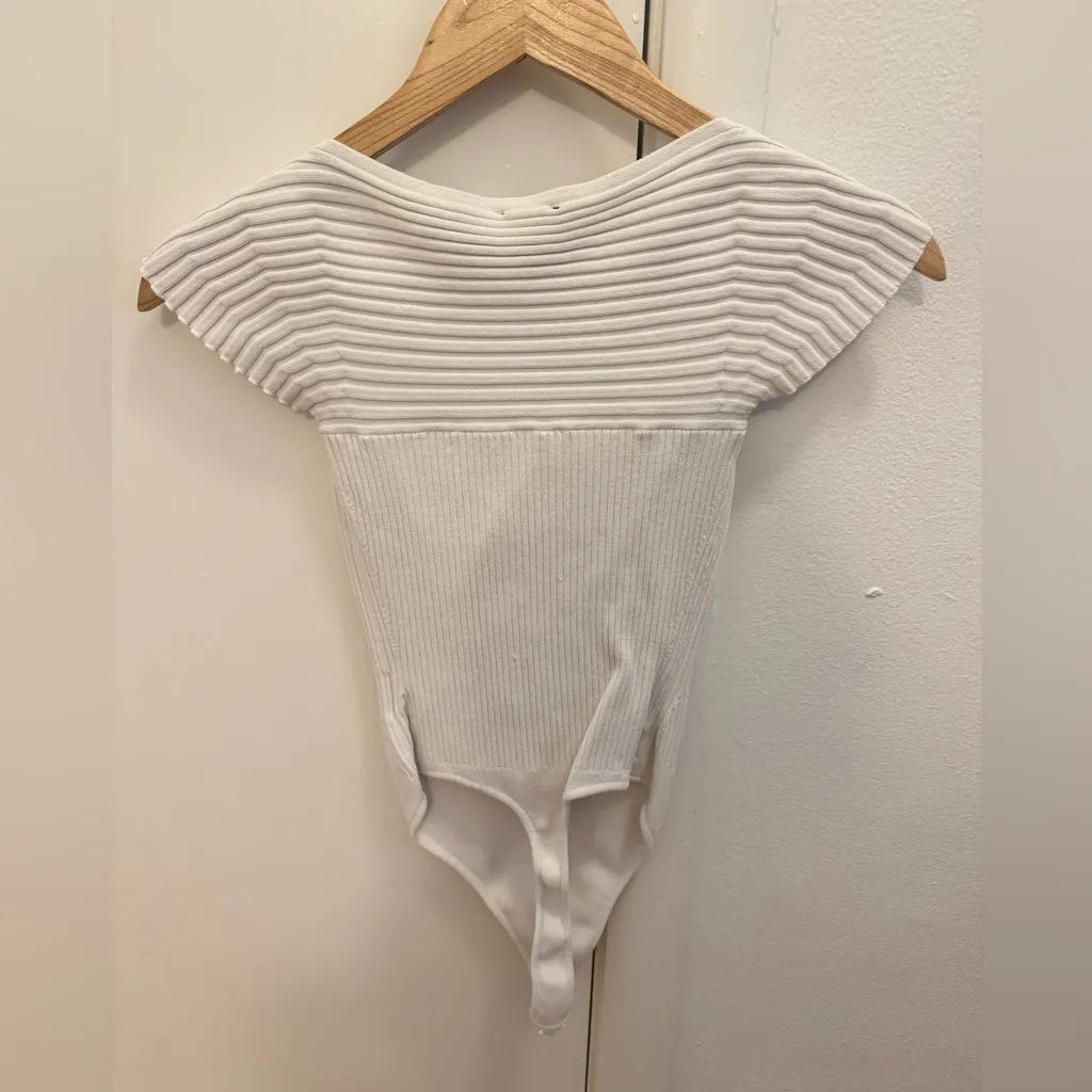 Express Body Contour Ribbed Cutout Sweater Bodysuit - Image 7