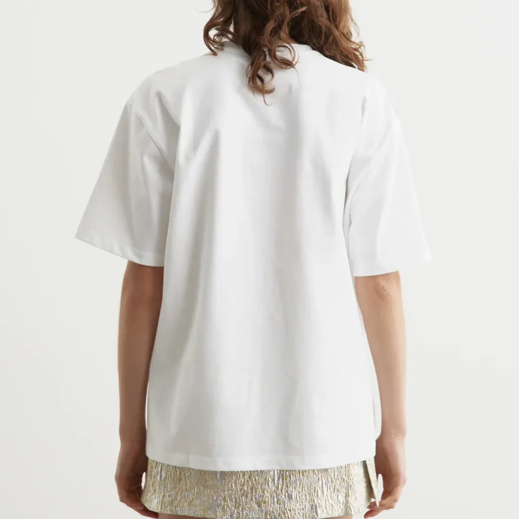 NWT Ganni Heavy Cotton Drop Shoulder Heart T-Shirt | Women’s Casual Tee - Image 3