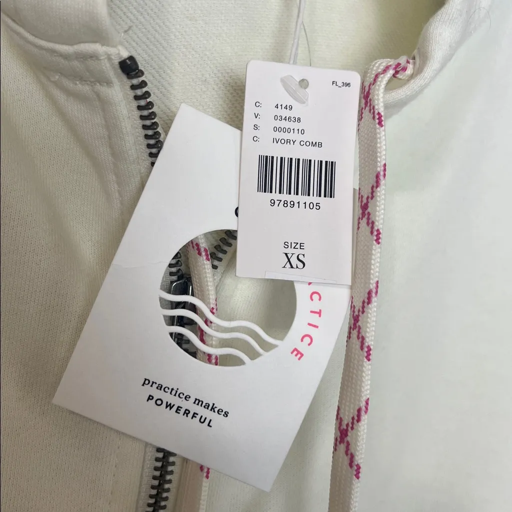 Anthro Daily Practice Front-Zip Sweatshirt Dress Varsity Twofer Mini Hood Sz XS - Image 5