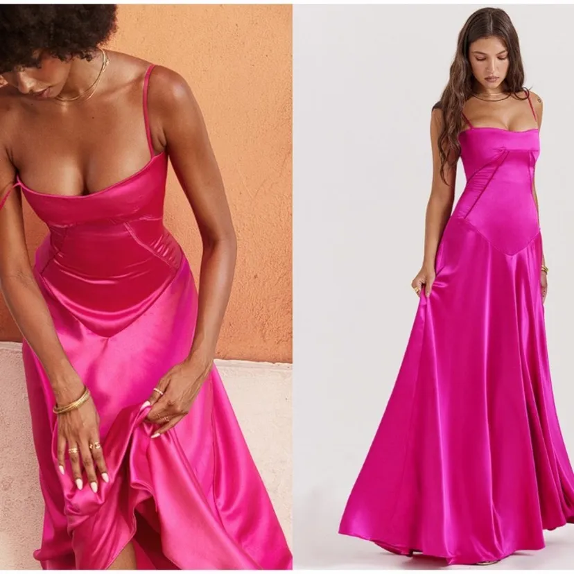 HOUSE OF CB   'Anabella' Fuchsia Lace Up Maxi Dress NWOT size L‎ - Image 17