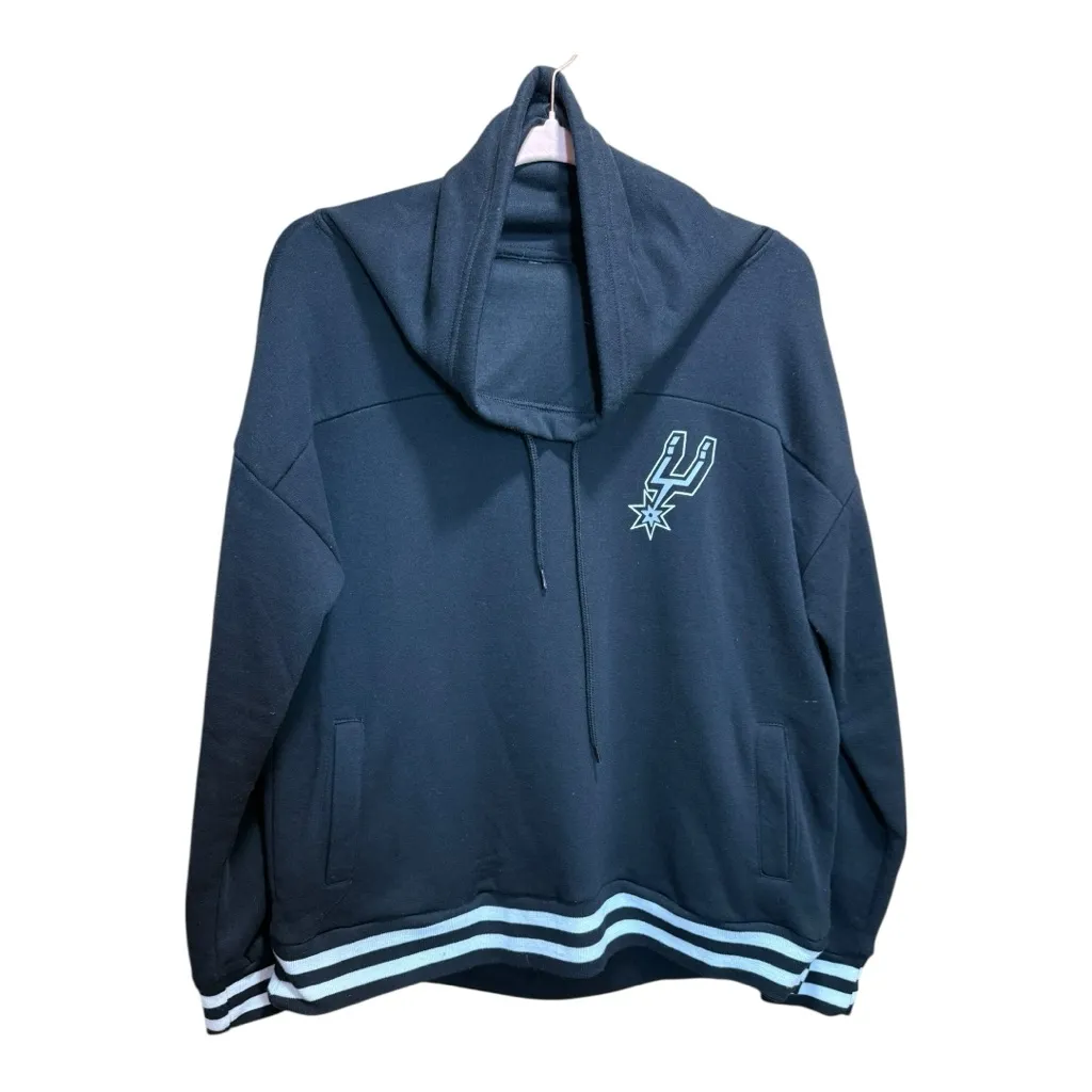 UNK NBA Women’s San Antonio Spurs Sweatshirt Pullover | Funnel Neck | Large Black - Image 2