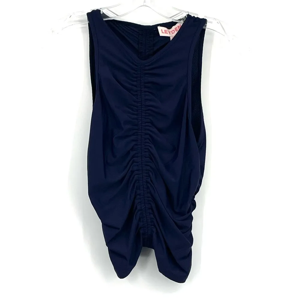 Leyden Ruched Tank Top in Navy NWT Blue Size XS - Image 2