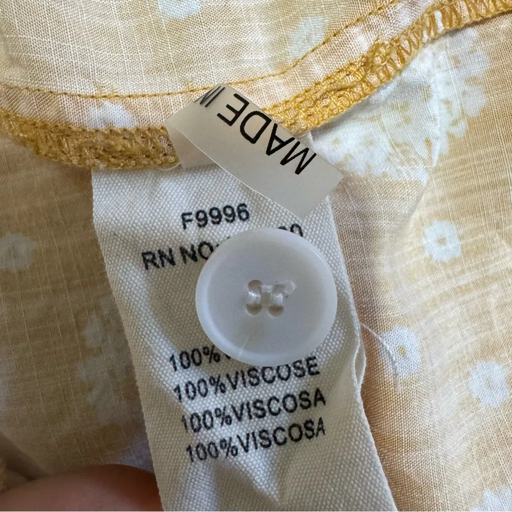 FRNCH Women Bohemian Yellow Floral‎ Button-down Front Pockets Midi Skirt Sz S - Image 10