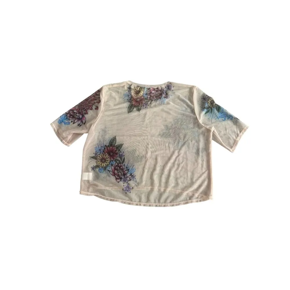 LUCKY IN LOVE X Bethanie Mattek Sands Worn White Floral Mesh Top Skort Set Sz M - Image 6