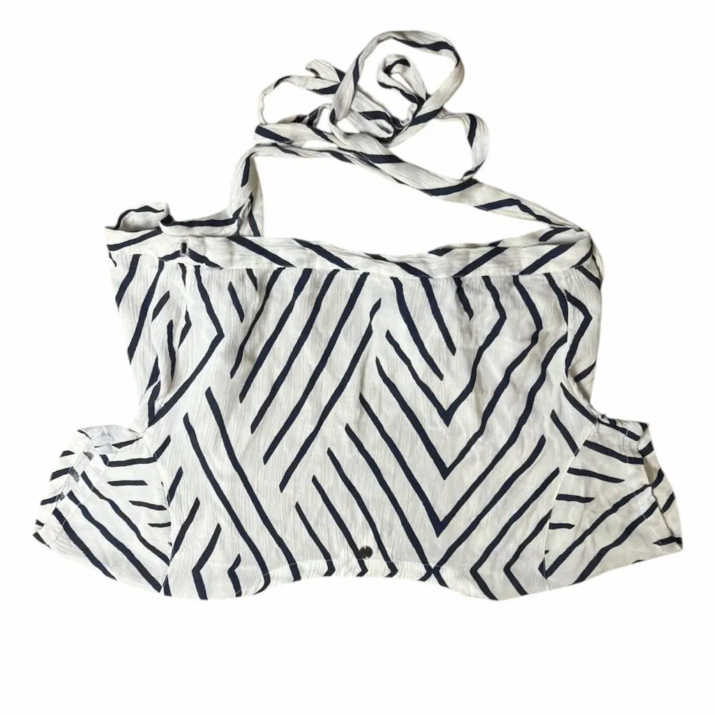 Billabong Geometric Stripe Tie-Front Wrap Top S Short Sleeve Rayon - Image 5