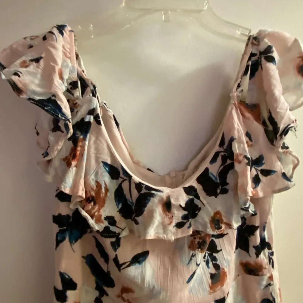 Gypsies & Moondust Womens Mini Dress M Medium Floral Peach & Navy Blue - Image 2