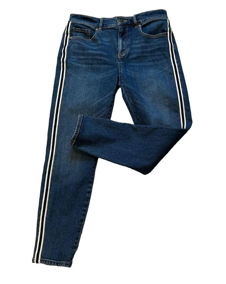 Loft Mid-Rise Elastic Side Stripe Modern Skinny Jeans, Sz 6 - Image 5