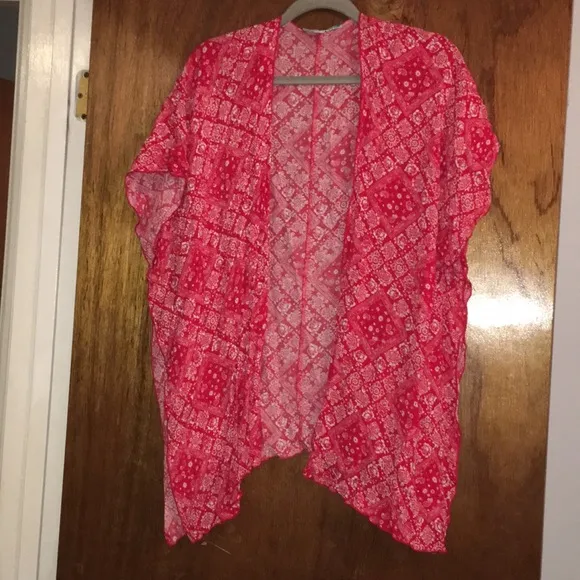 Julie's closet diamond floral red kimono cardigan - Image 1