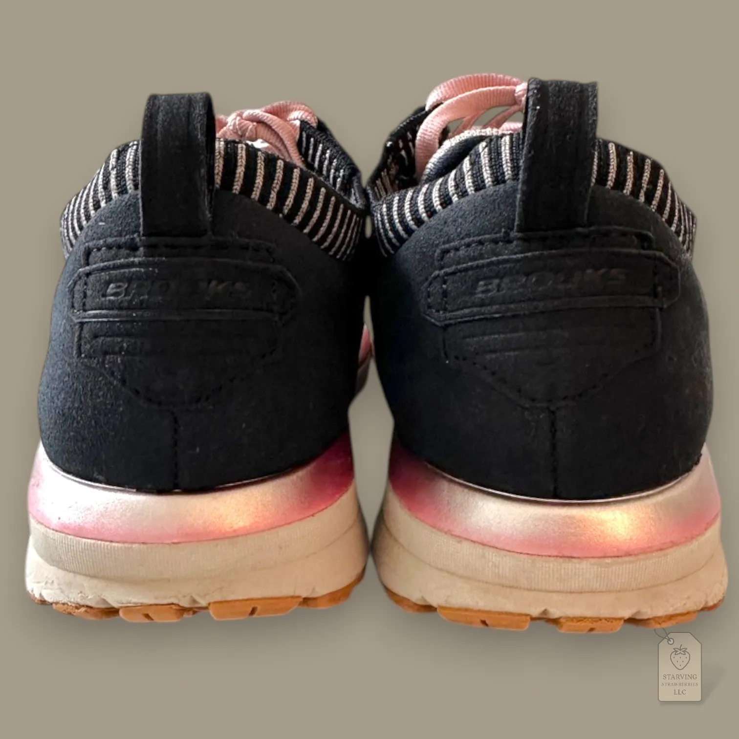 Brooks Ricochet Women’s 8.5 Running Shoes Gray Pink Black Knit Sneakers - Image 7