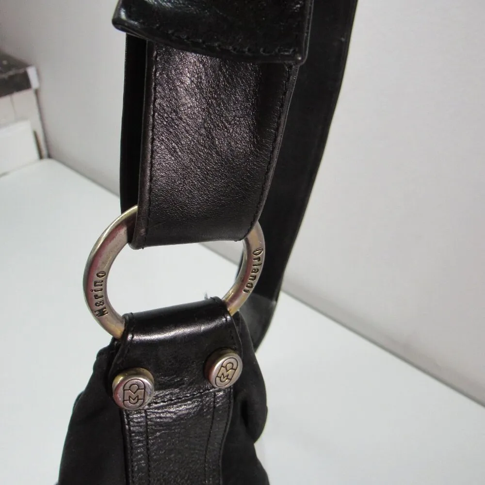 Marino Orlandi Shoulder Sling Bucket Bag Black Italian Leather Boho Y2K Grunge - Image 11