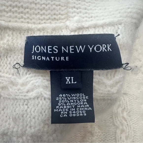 Jones New York Signature Cable Knit Cardigan Sweater Shawl‎ Collar Wool Blend XL - Image 5
