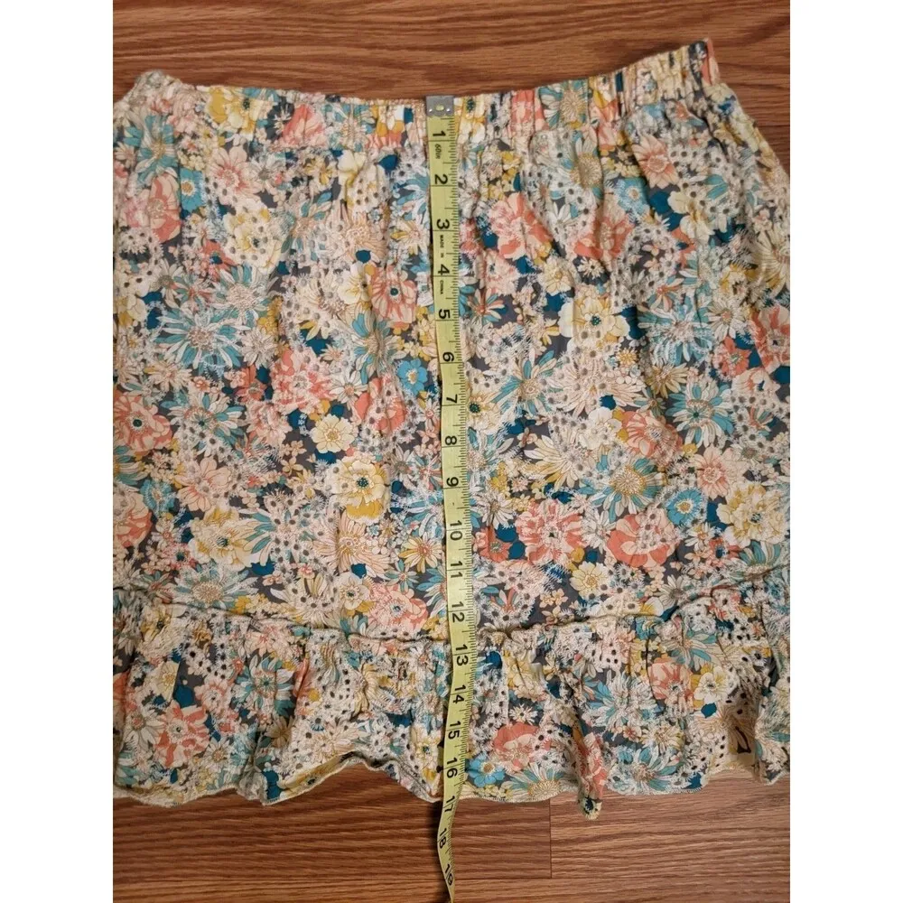SOLITAIRE Sz L Floral Eyelet Ruffle Cottage Summertime Boho Peasant Mini Skirt - Image 3