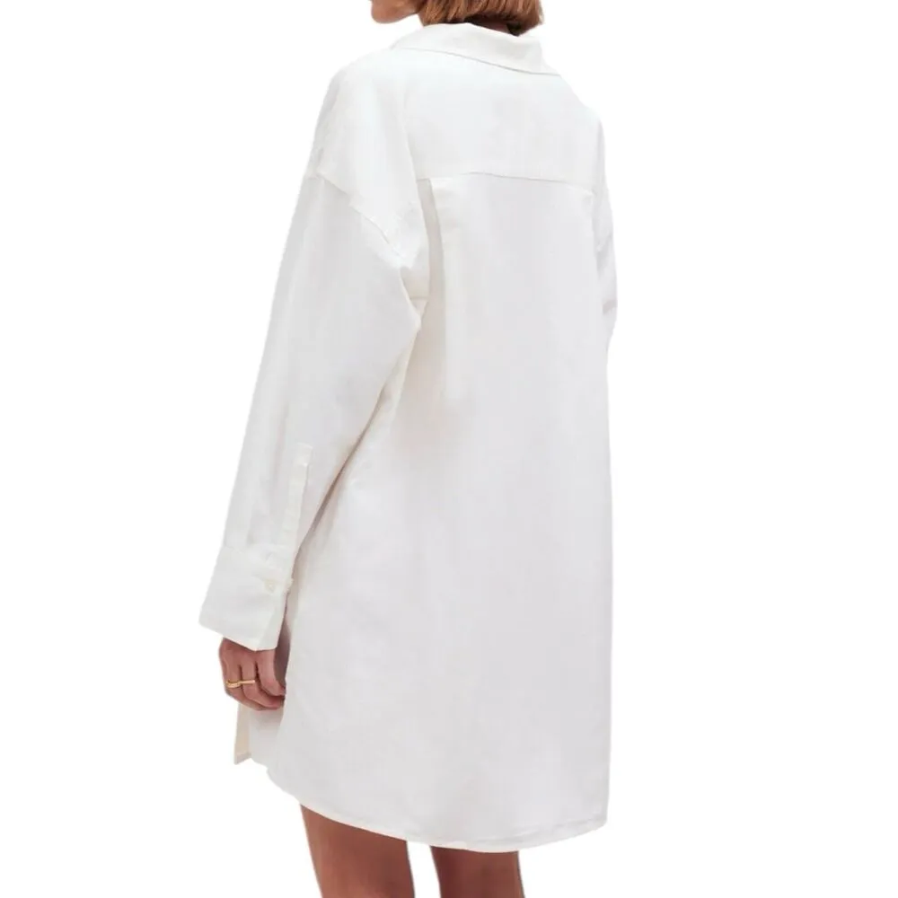 NWD Madewell Asymmetric Button Front Cover Up Linen Blend Long Sleeve Tunic XXS - Image 4