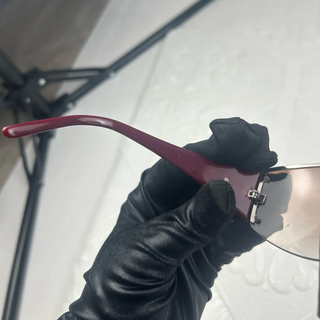 Celine Women’s Sunglasses with Embossed Logo Case Rimless Brown Gradient Lenses - Image 11