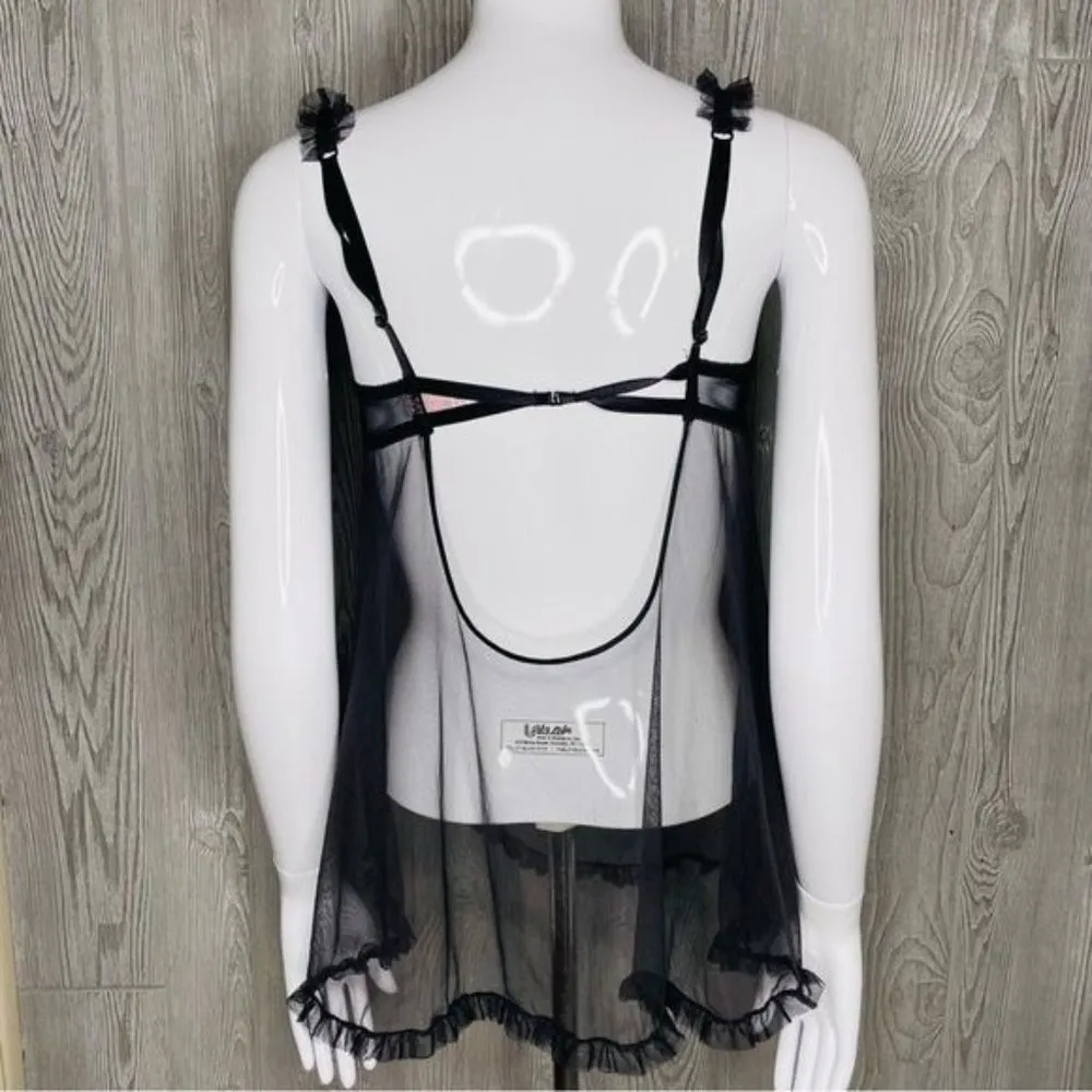 Victorias secrets push up sheer black lingerie teddy baby doll dress size 36b - Image 3