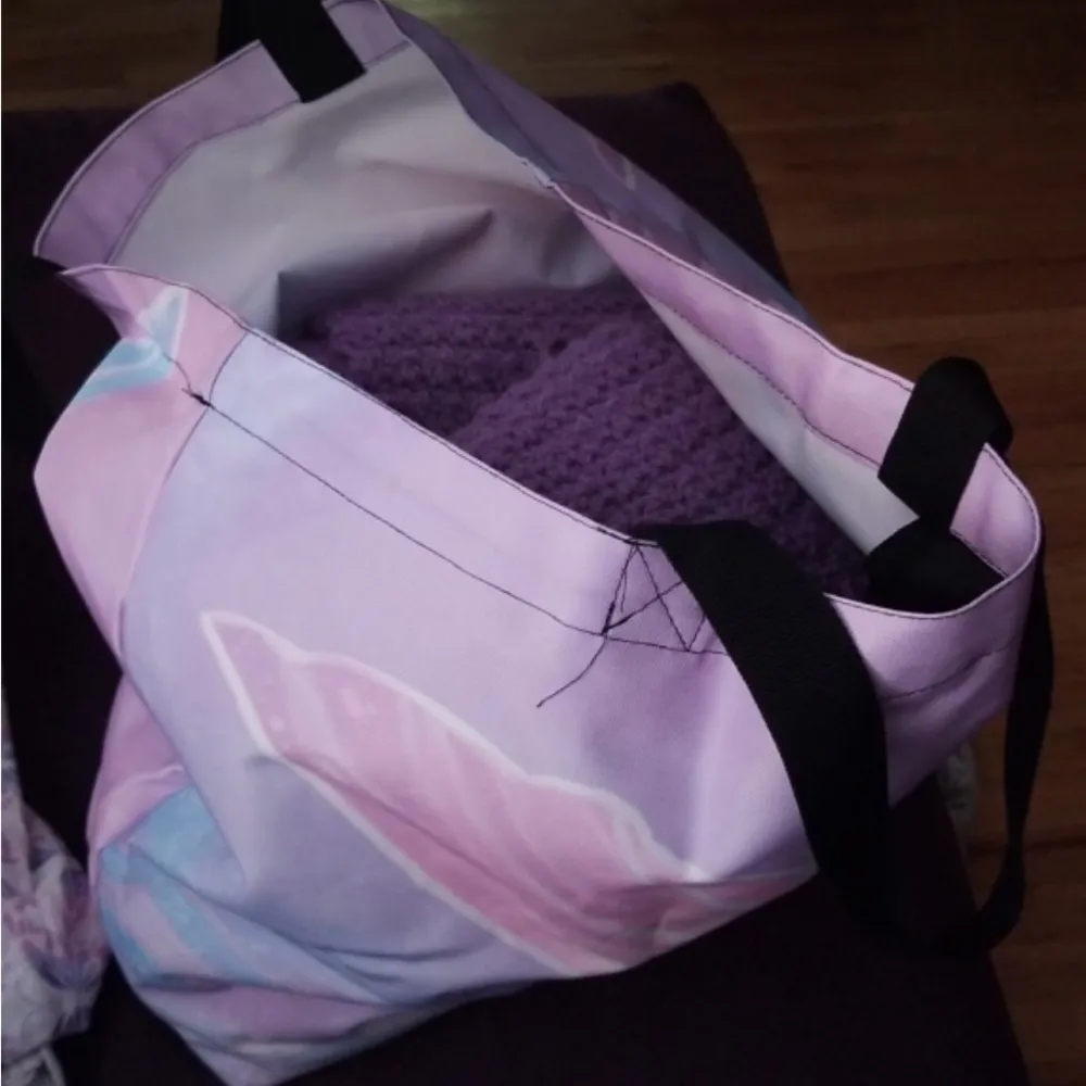 Canvass Purple Mermaid Tail Tote Bag NWT Pink - Image 10
