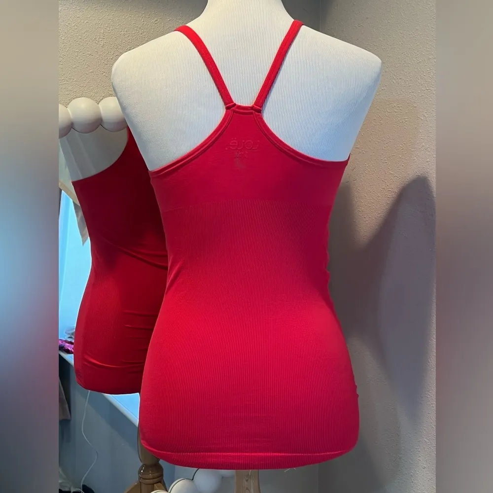 LOLE athletic tank top yoga top size small medium racer back red orange color - Image 2