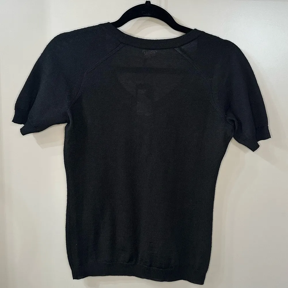 Vintage Cartier Black Henley Short Sleeve Shirt Wool Blend Size Small - Image 9