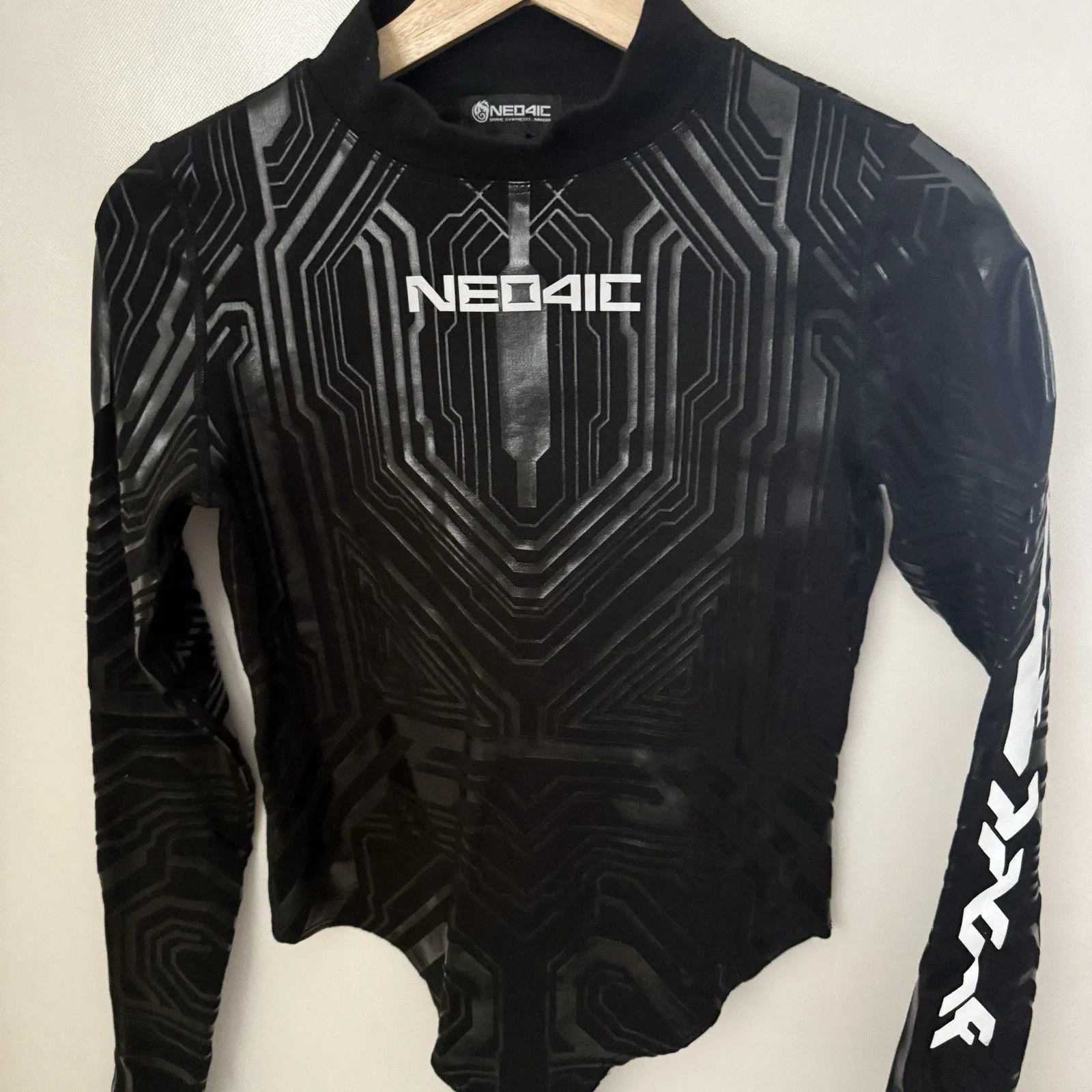 NEO4iC Body Suit Futuristic Cyber Streetwear Cerebral Long Sleeve Black Medium - Image 5