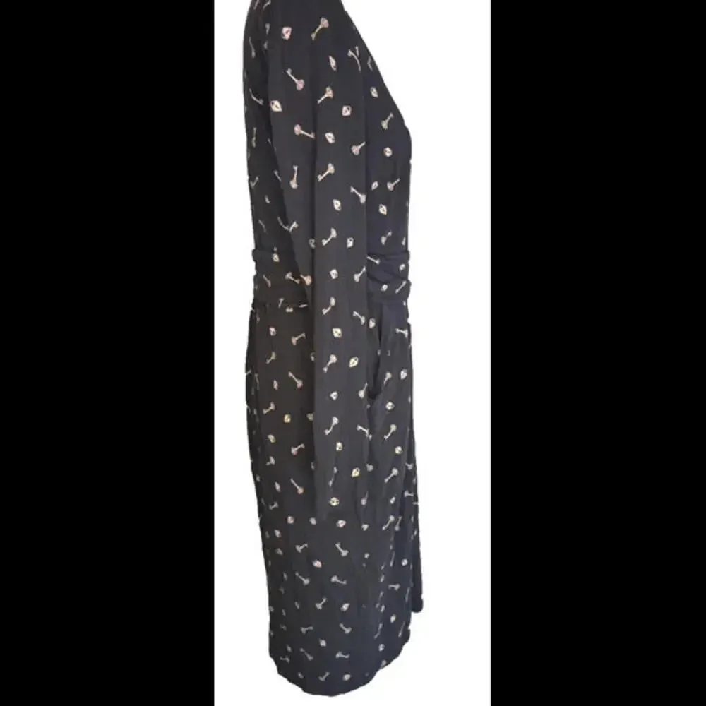 Boden Long Sleeve Kiss Lock Printed Hearts Casual Midi Dress Size 10 - Image 9