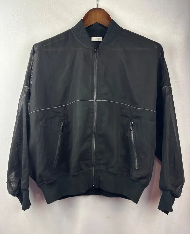 Brunello Cucinelli Women’s Small Black See Through Bomber Jacket - Image 1