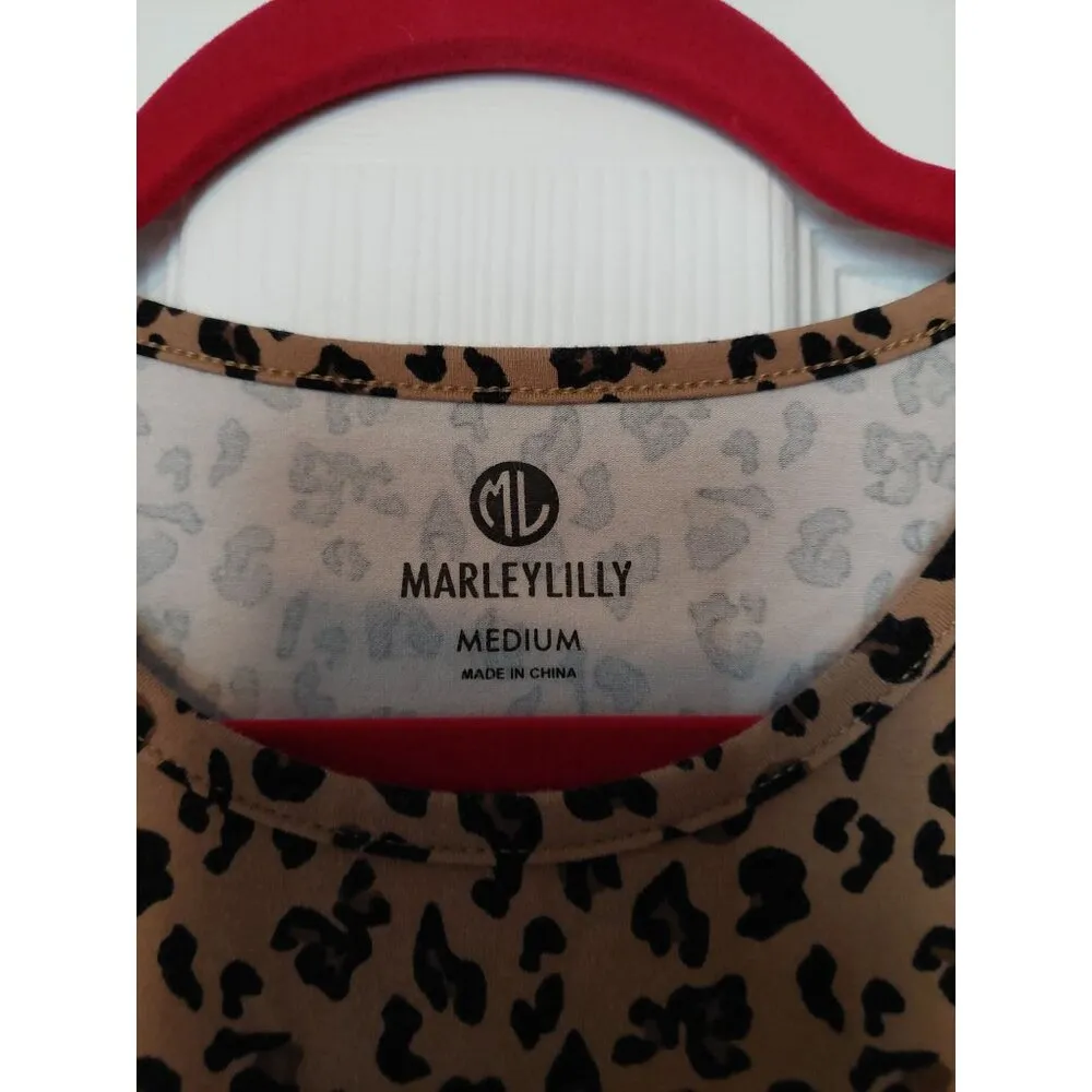 Marleylilly Womens Leopard Print Long-Sleeve Top Medium - Image 2