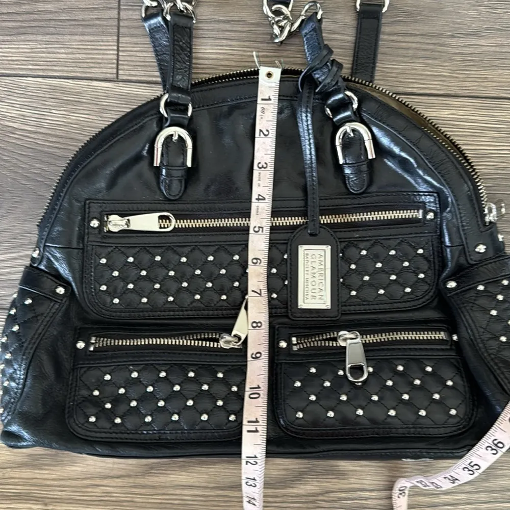 black leather studded silver  BADGLEY MISCHKA American Glamour  shoulder bag - Image 6