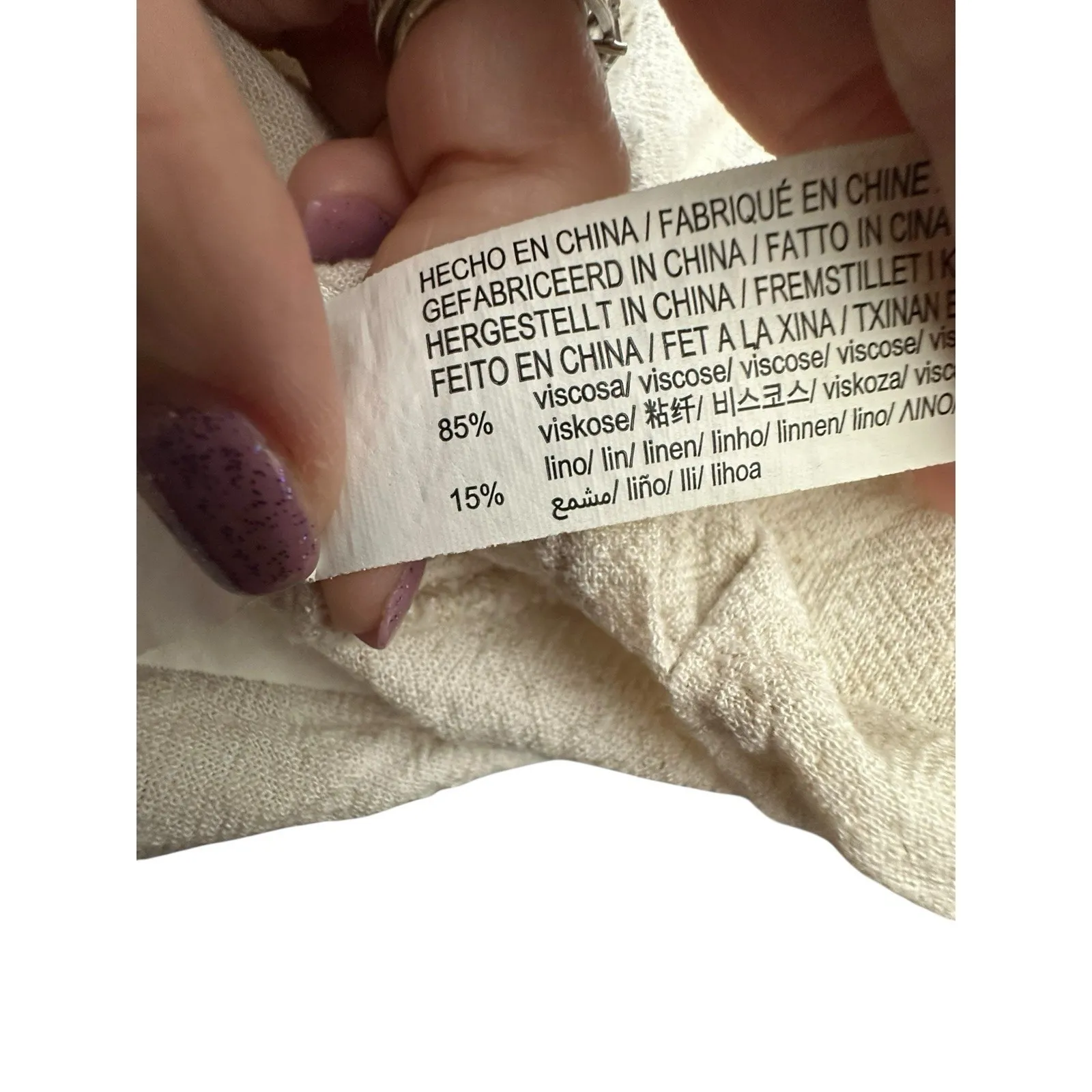 Stradivarius Top Womens Small Linen Blend Short Sleeve Boxy Shirt‎ Flax #U3 - Image 6