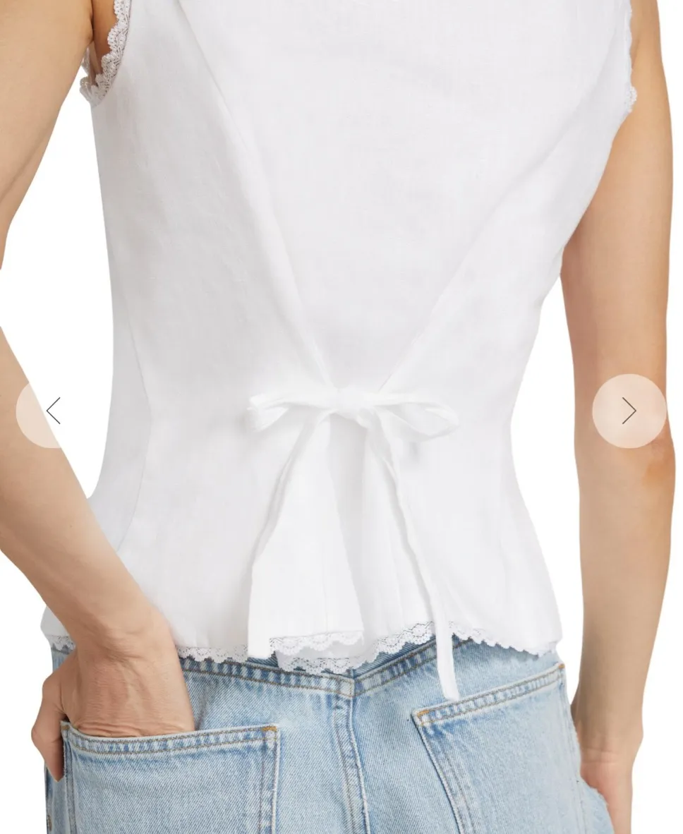 Reformation Amela Linen Top White - Image 3