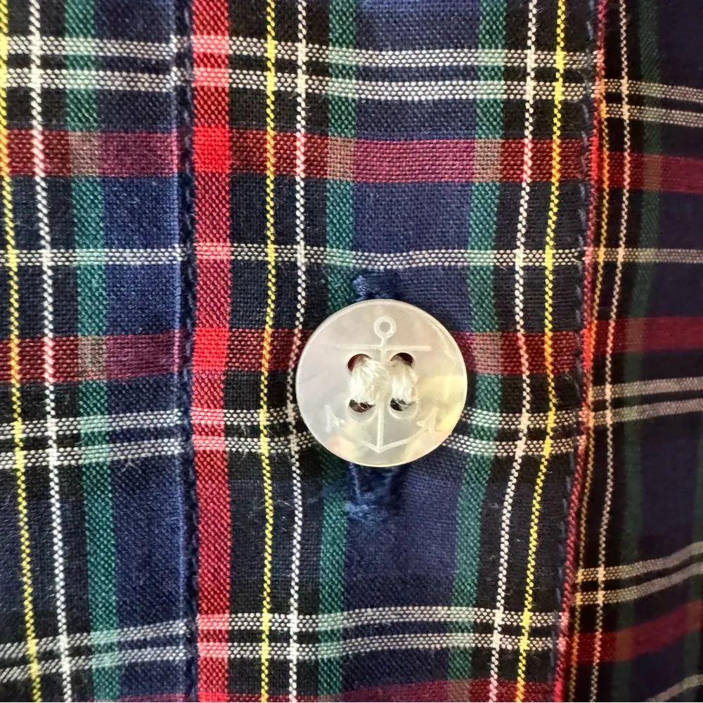 Kiel James Patrick The Original Scallop Oxford Shirt Dress Plaid Blue Red Small - Image 7