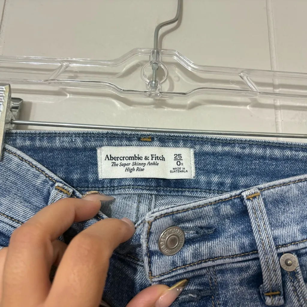 Abercrombie & Fitch Super Skinny Ankle Jeans High Rise Blue Size 0 / 25 - Image 2