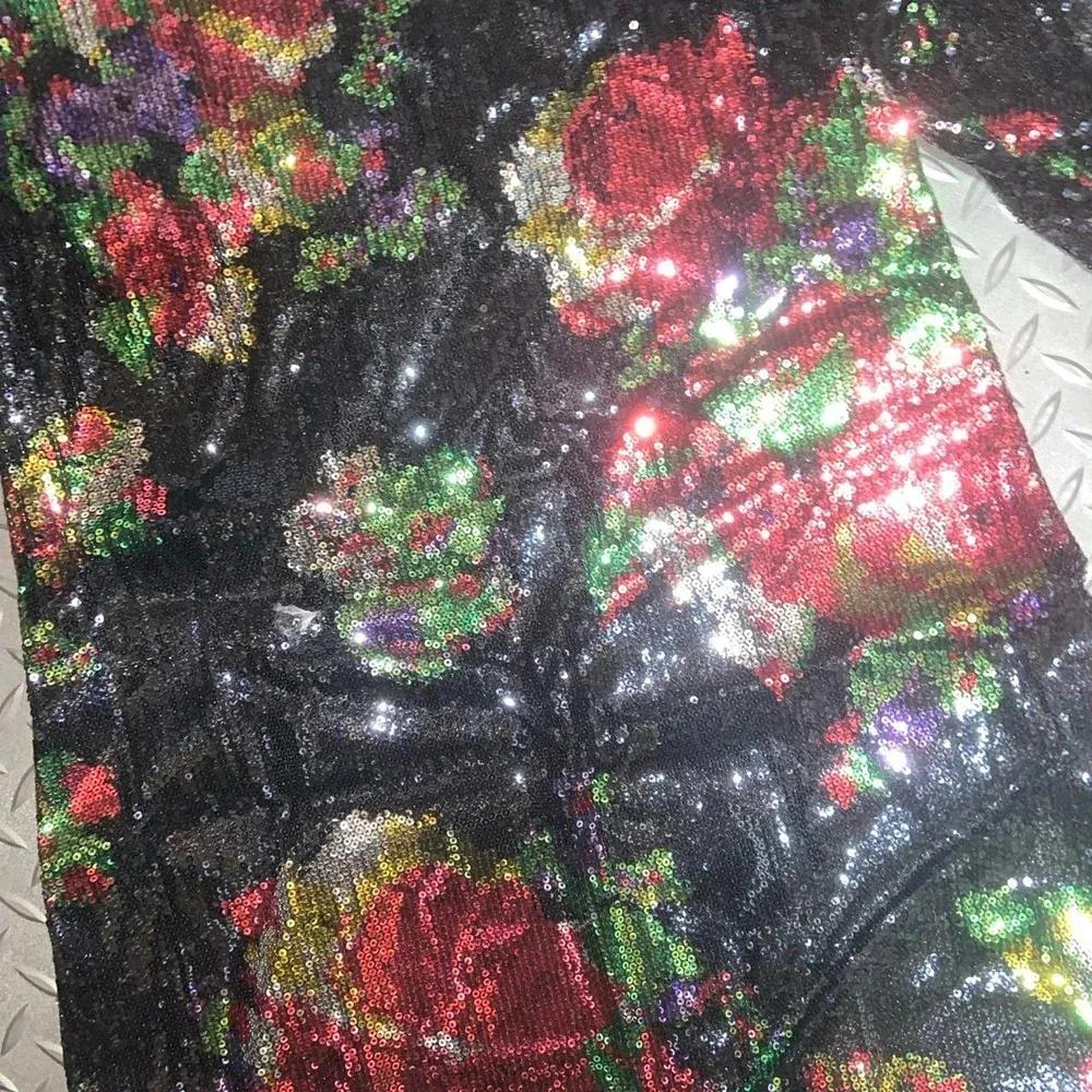 Express sequin sheath dress holiday shift floral winter party formal Y2K - Image 2