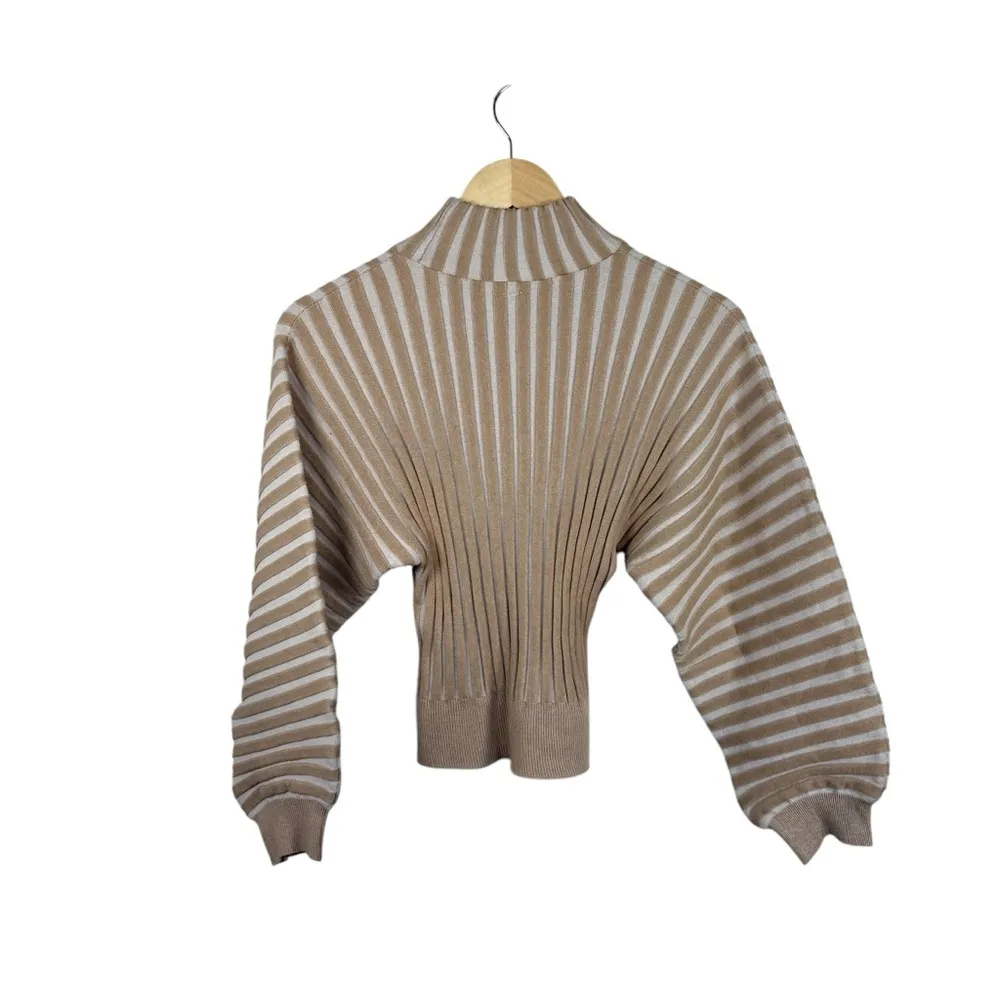 Free People Women’s Mad Chill Mock Neck Balloon Sleeve Pullover Ivory Size S - Image 7