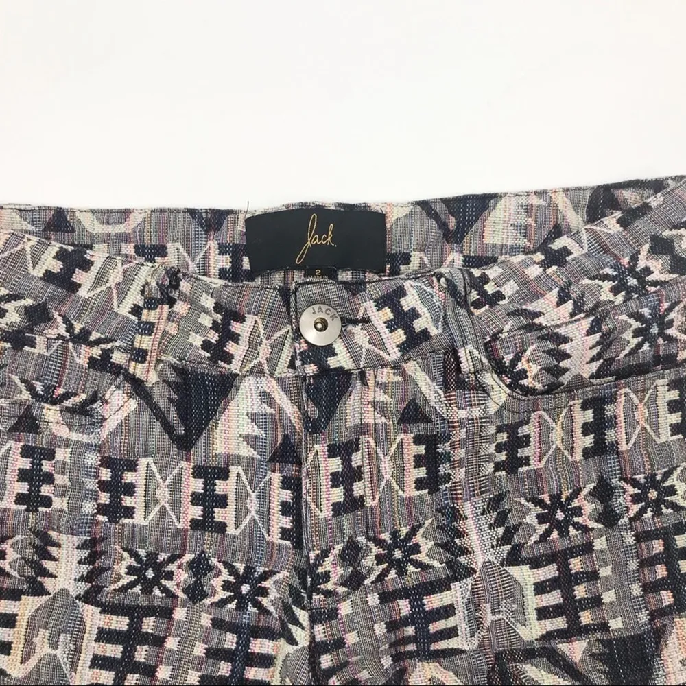 Jack BB Dakota Aztec Tribal Tapestry Boho Festival Navy Cotton Mid Rise Shorts 2 - Image 3