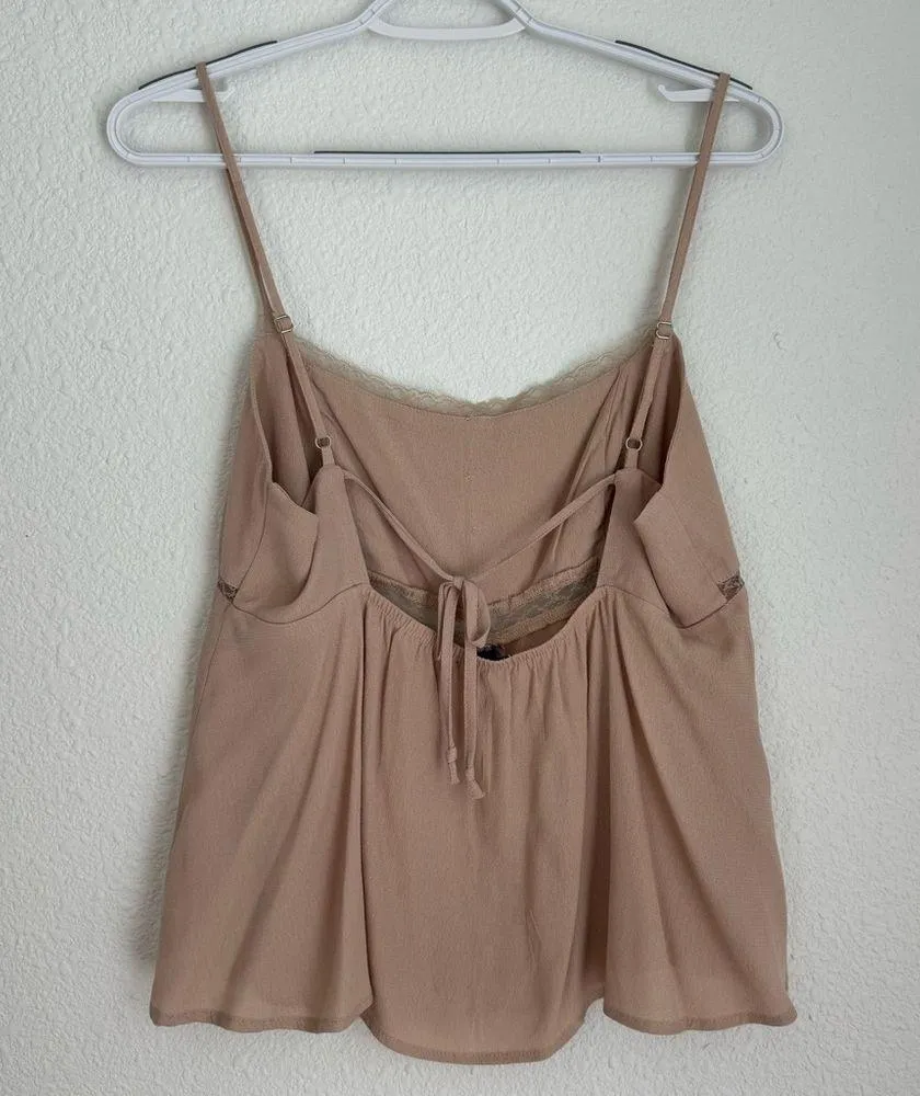 light ballet pink babydoll tank top cami lace button down size M - Image 4