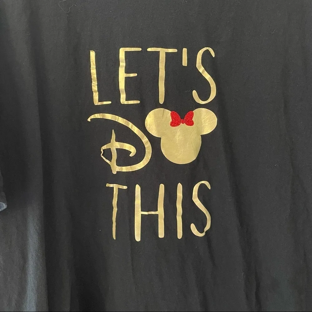 Disney Minnie Mouse Let’s Do This Cotton T-Shirt Black and White Comfort Casual - Image 3