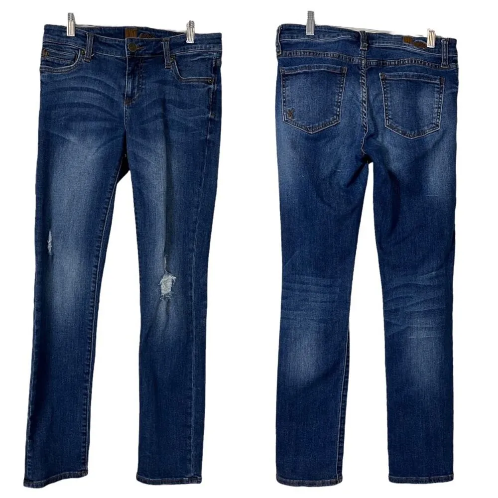 Kut from the Kloth Jeans Dark Wash Mid Rise Zip Fly Distressed Women's Size 4 - Image 7