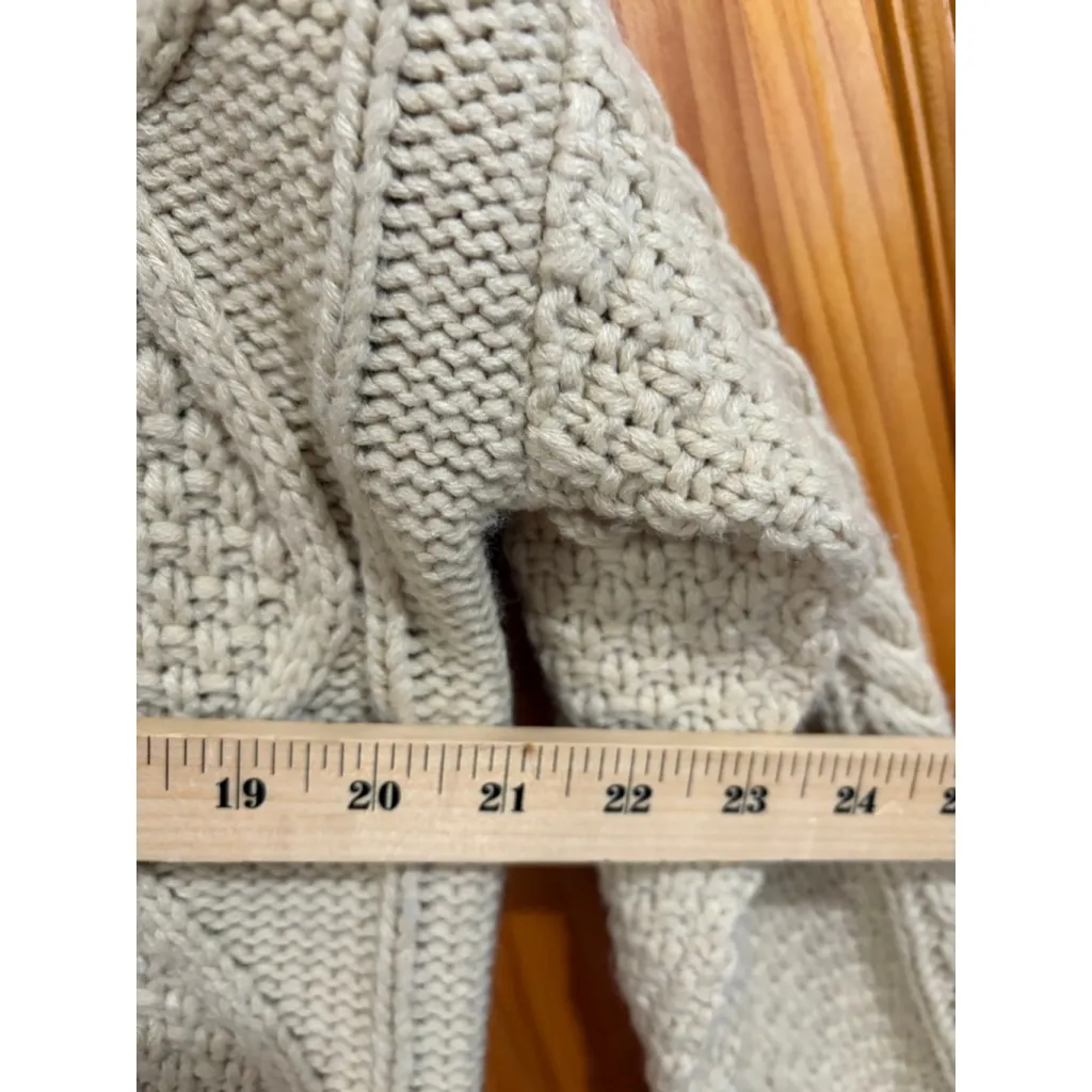 Pomander Place Cable Knit Fisherman Sweater XS Oatmeal Beige Chunky Crew - Image 6