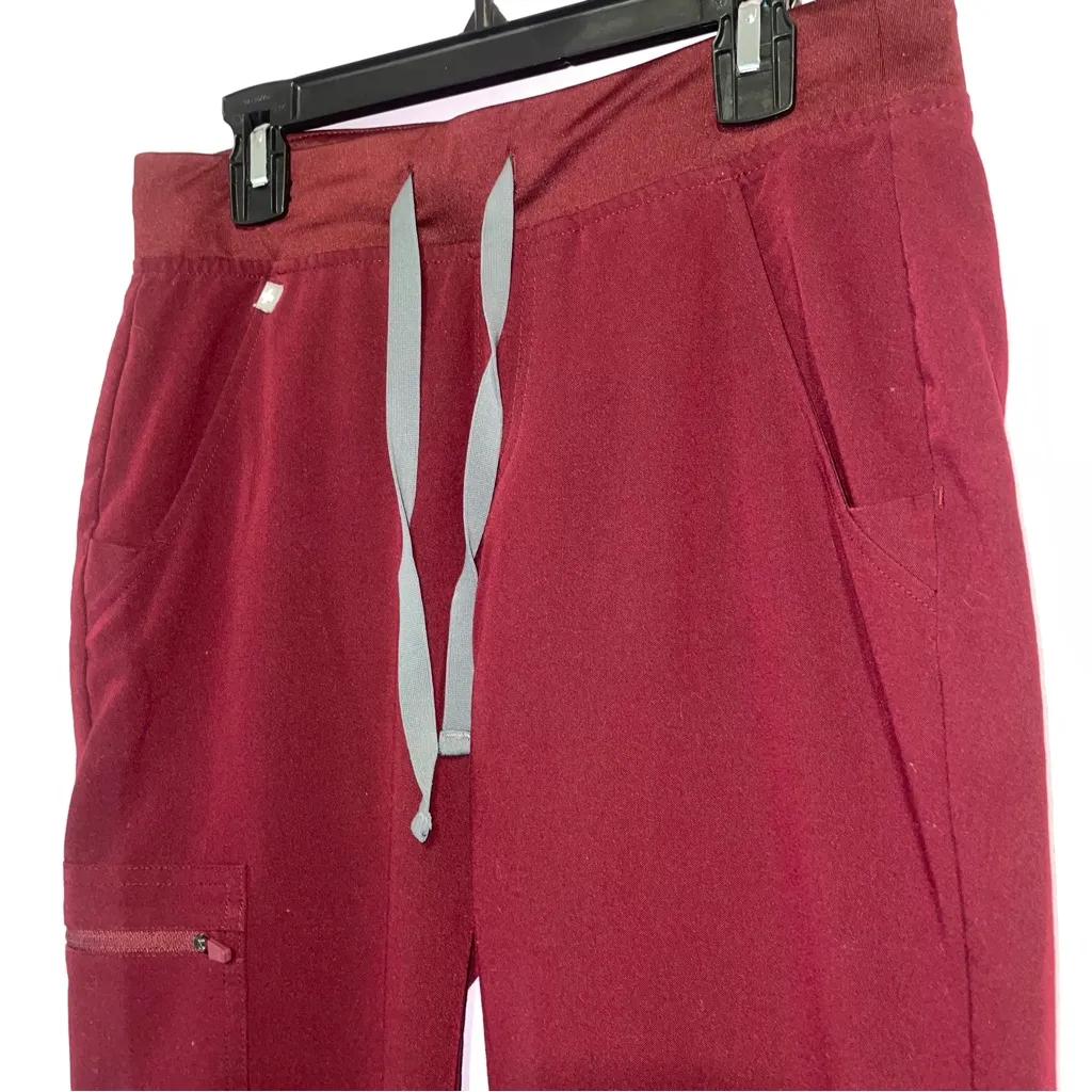 Figs Zamora Jogger Scrub Pants Women XS Burgundy Nurse Active Workwear Lounge - Image 3