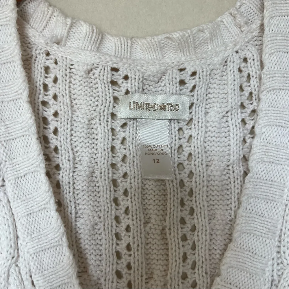 Limited Too White Cable Knit Cardigan - Image 3