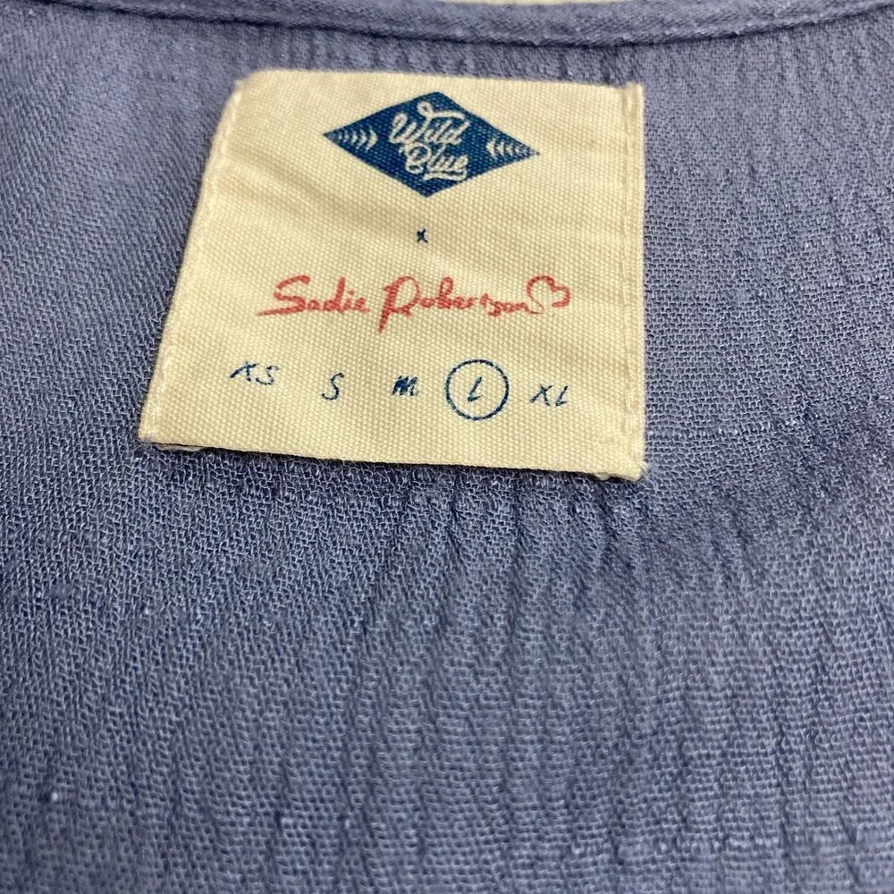 WILD BLUE SADIE ROBERTSON Blue‎ Dress Size Large Ruffle Cottage Core - Image 4