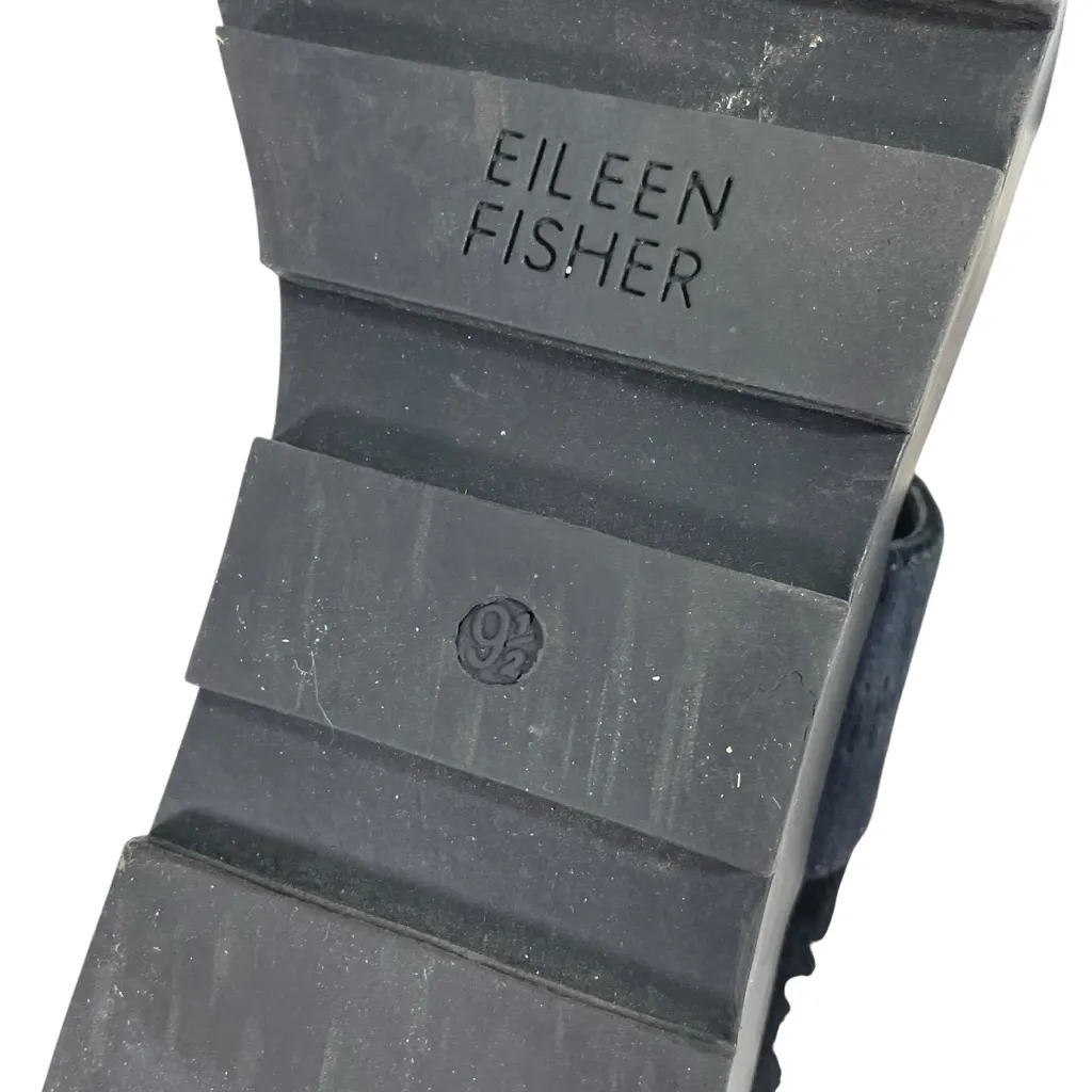 Eileen Fisher Marlow Mary Jane Wedge Loafers Size 9.5 Black Suede Shoes Back Zip - Image 8