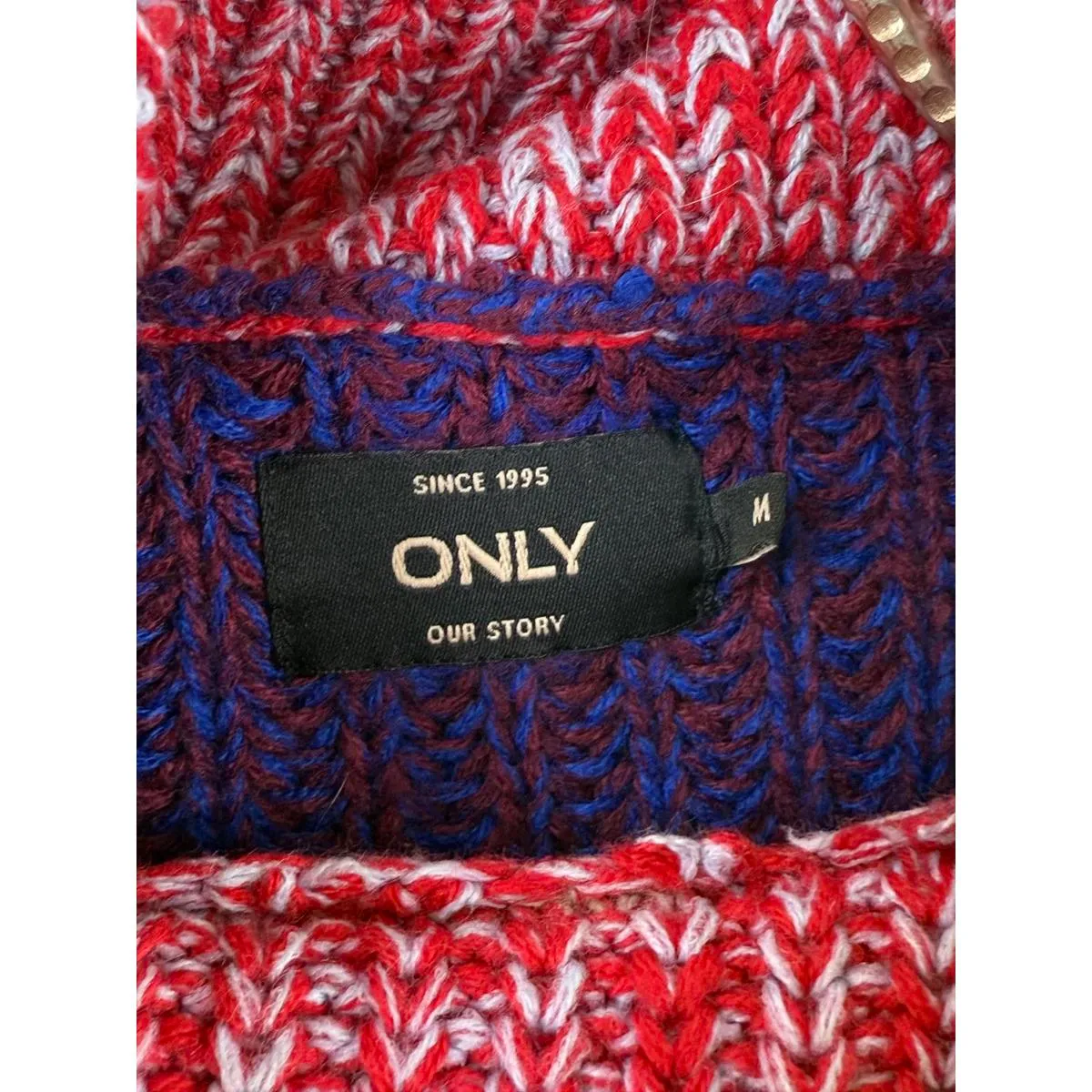 ONLY Pink and Purple Chunky Knit Plush Cropped Sweater - Size - Medium - Image 2